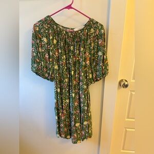 LOFT Multicolor Floral Pleated Dress